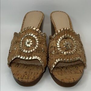 Jack Rogers Cork and Metallic Mules